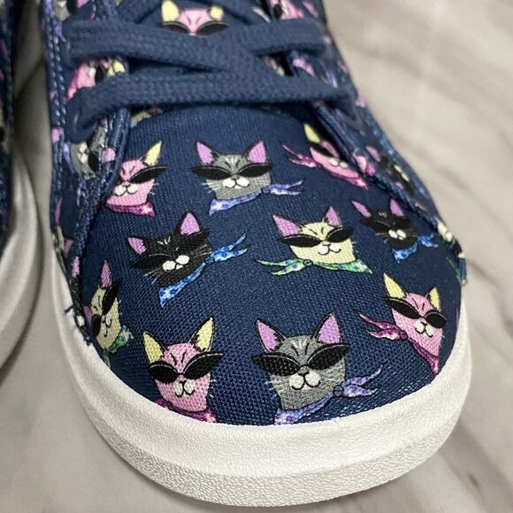 NWT BOBS from Skechers Windy Kitty Cat Print Sneakers Navy Blue Memory Foam 7.5 - Picture 12 of 14